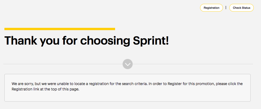 Sprint Bonus Offer Not Verified on Check Status Page