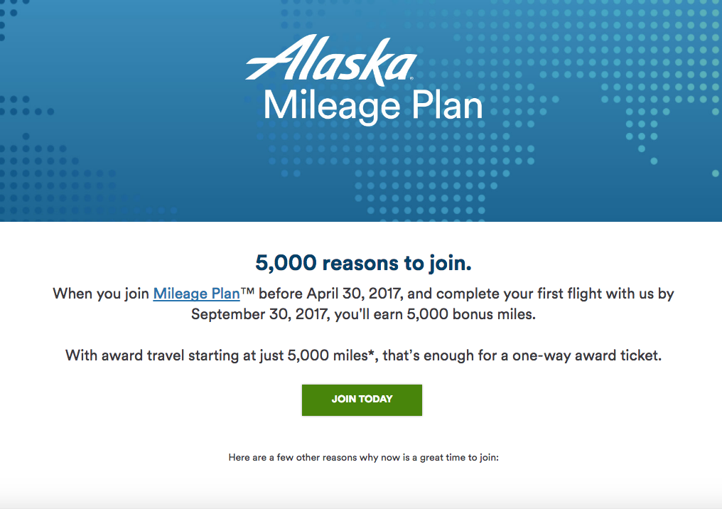 5000 Bonus Alaska Mileage Plan Miles for New Members