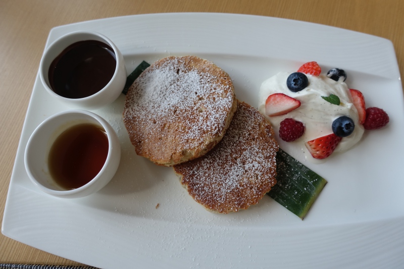 Banana Hazelnut Pancakes with Chocolate Sauce, Aman Tokyo Review