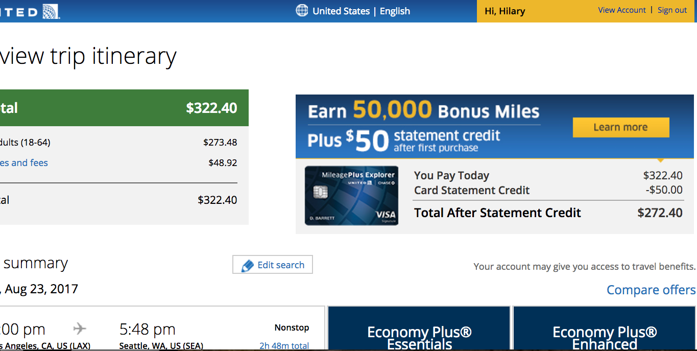 55K United MileagePlus offer with $50 Statement Credit