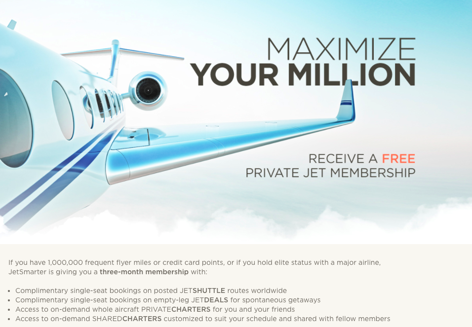 JetSmarter Free Trial with 1 Million Miles or Points Worth It?