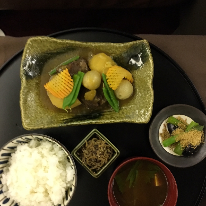 Braised Beef Cheek, Rice, Pickles and Miso Soup, JAL First Class Review