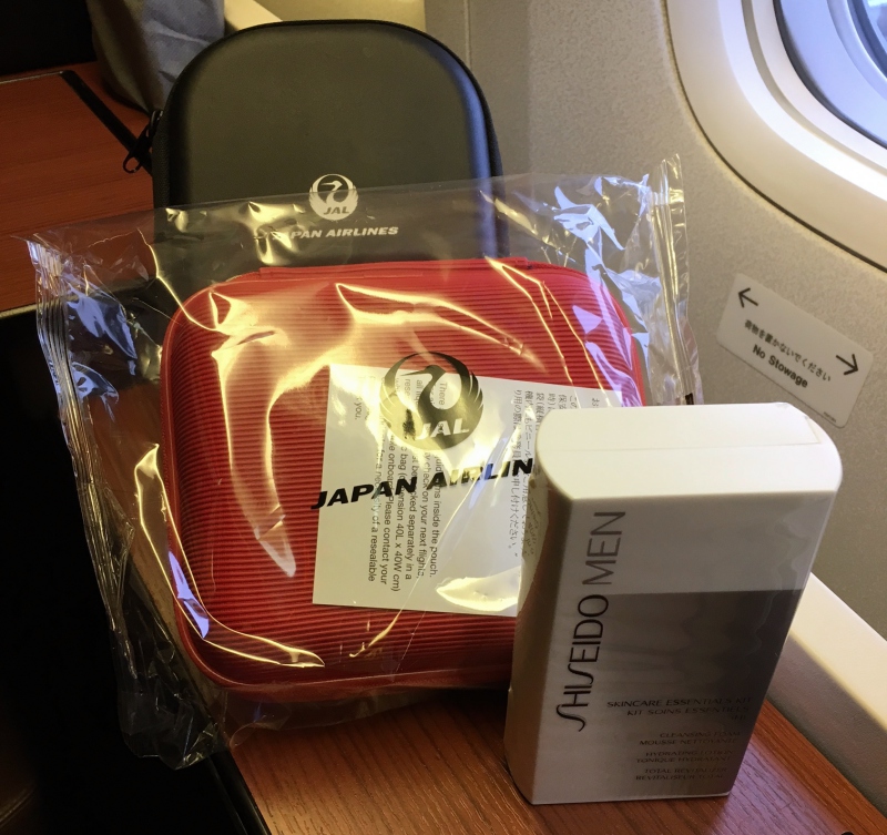 JAL First Class Amenity Kit and Shiseido Skincare