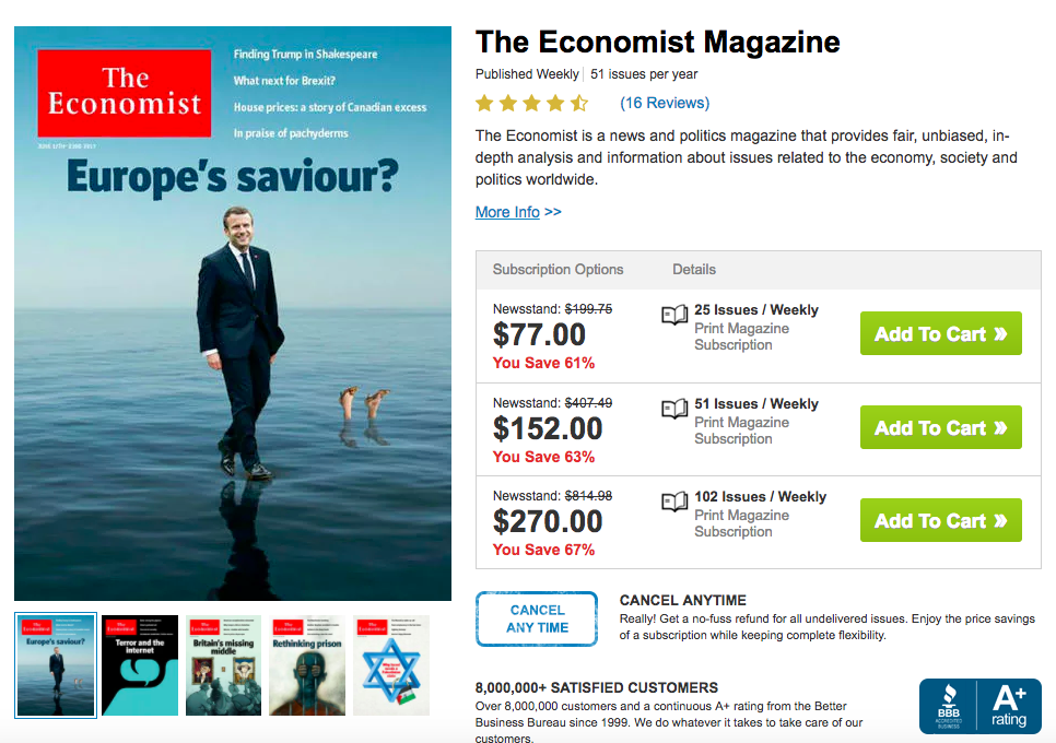 Earn 13,500 Alaska Miles on a 2 Year Subscription to The Economist