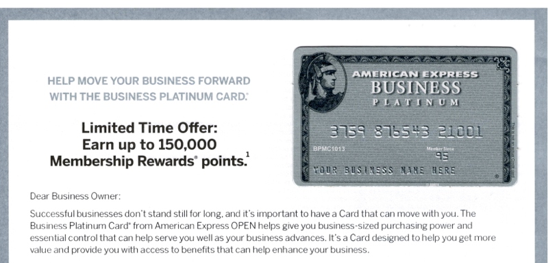 150K AMEX Business Platinum Bonus Offer