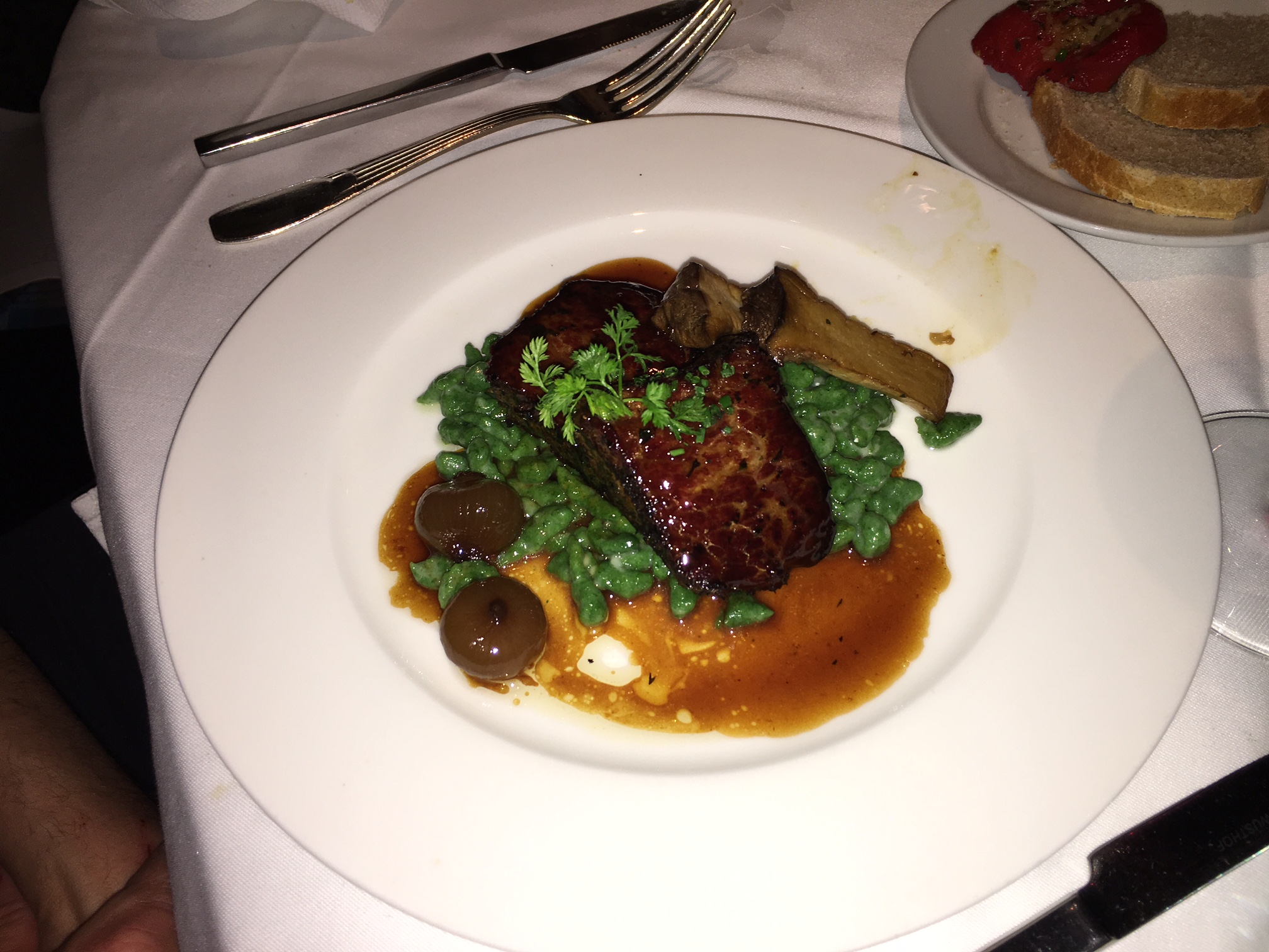 Juniper Crusted Bison with Wild Nettle Spaetzle, Gary Danko Review