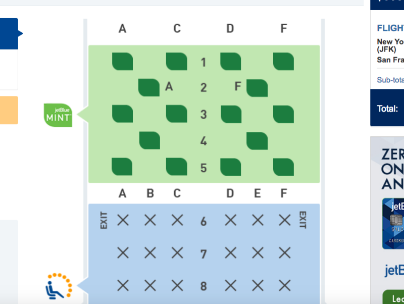 JetBlue Mint Seat Map