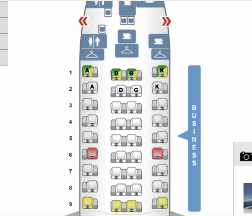 Austrian Airlines 767-300 Seat Map Business Class 