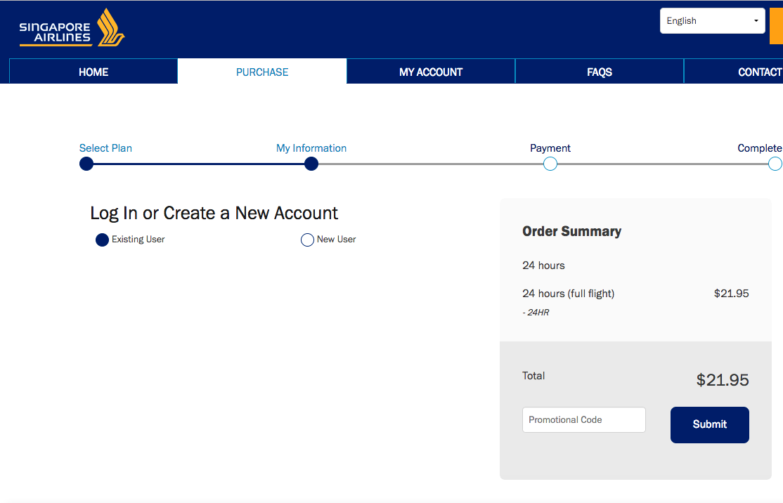 Singapore Airlines In-Flight WiFi Pricing