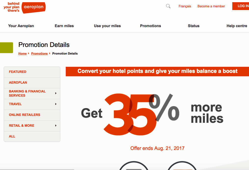 Last Day: Transfer SPG Points to Aeroplan with a 68 Percent Bonus