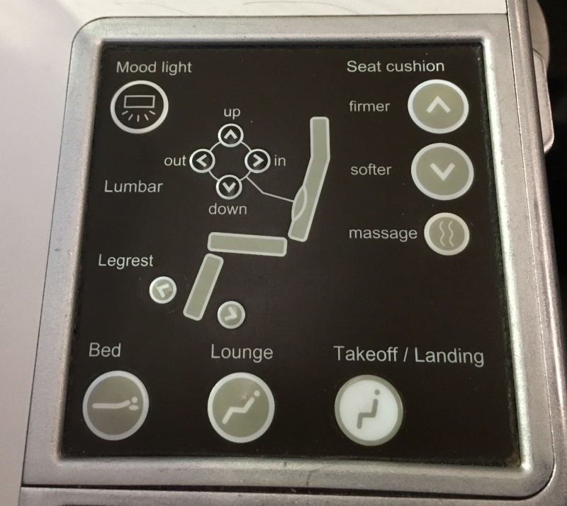 SWISS Business Class Seat Controls