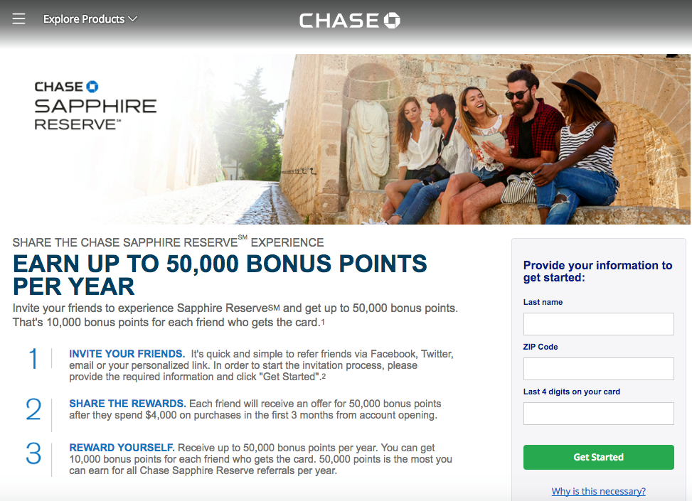 Chase Sapphire Reserve: Refer a Friend for Up to 50K Bonus Points per Year