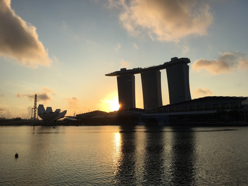 Sunrise View from Premier Bay View Room, Fullerton Bay Singapore