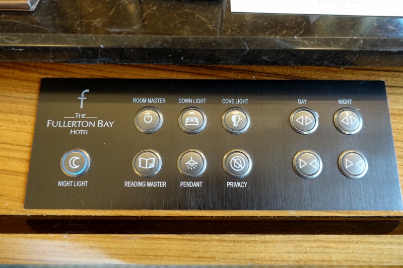 Control Panel for Lights and Shades, The Fullerton Bay Singapore Review