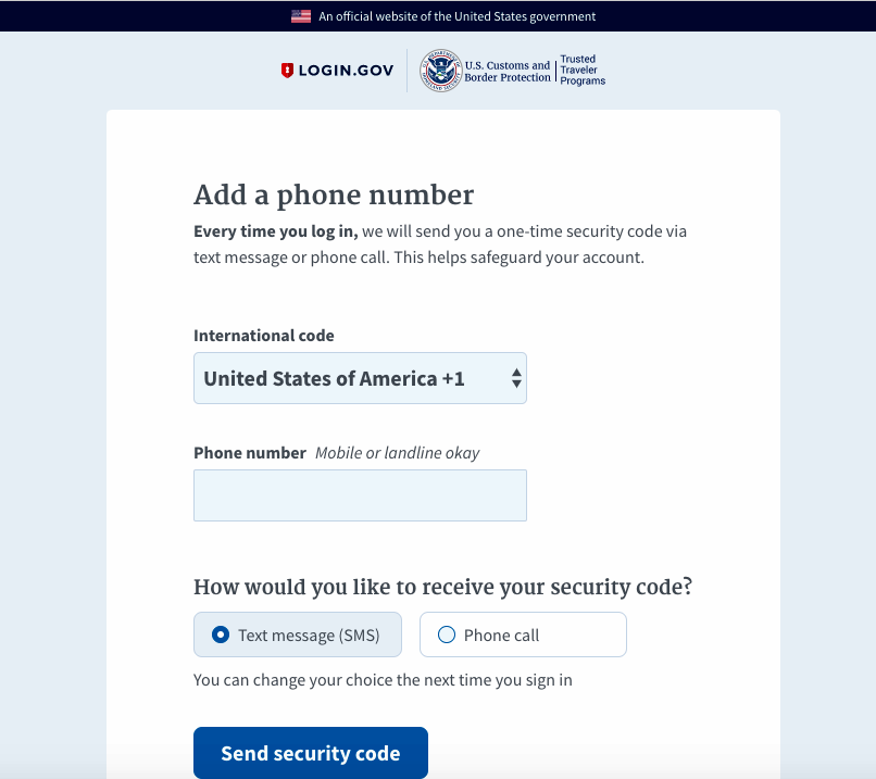 goes account for global entry login