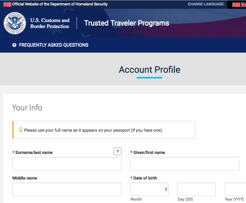 global entry login customer service