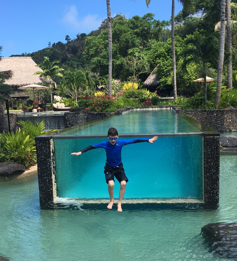 Joy = Jumping into Laucala's Pool