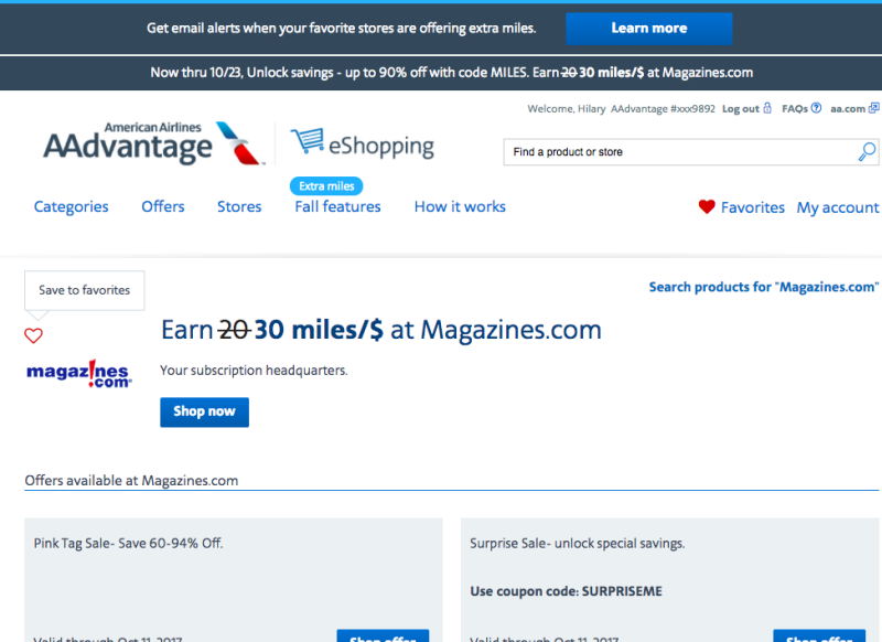 30X Miles for Magazines at AAdvantage eShopping