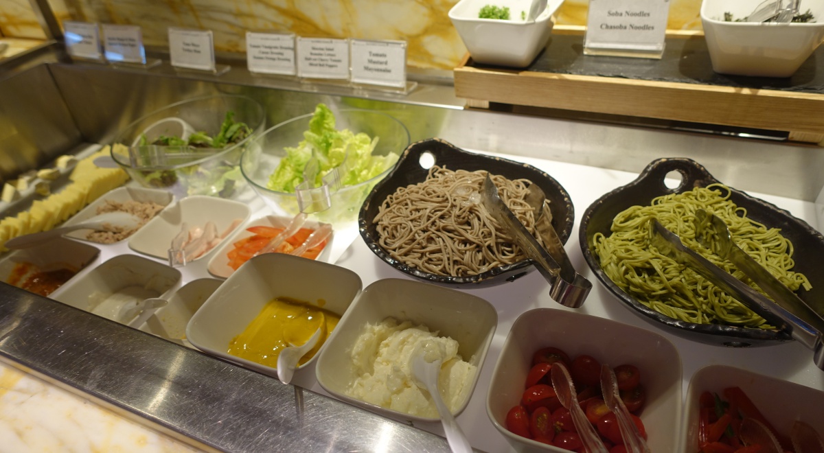 Soba and Salad Buffet, SilverKris Business Class Lounge Review SIN