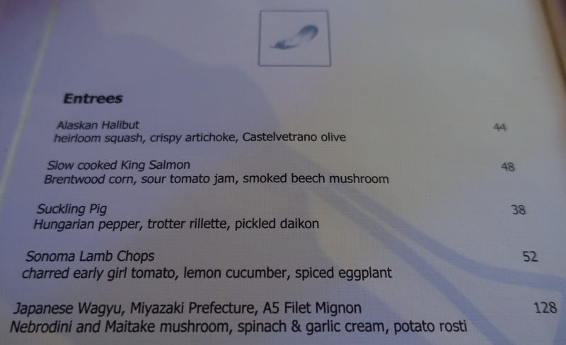 The Plumed Horse Menu-Entrees