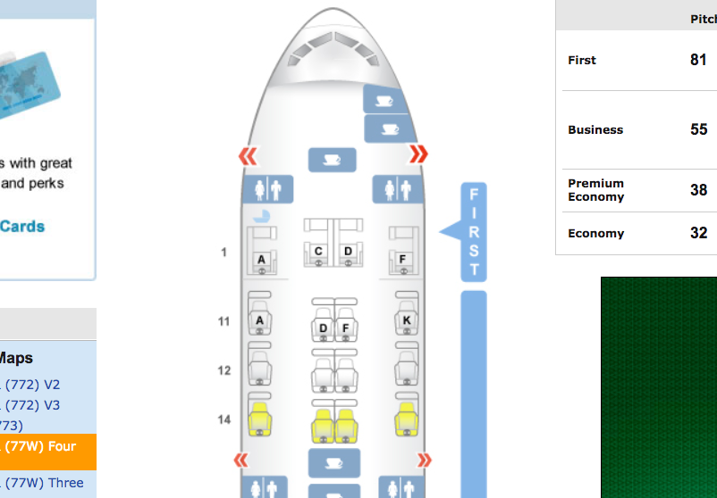 Original Singapore Business Class 777 300ER Seat Map 