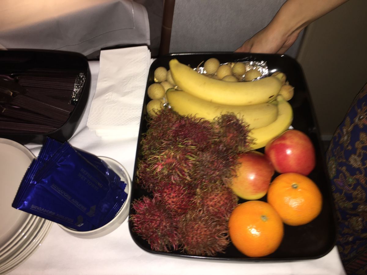Fruit from Trolley, Singapore Business Class Review