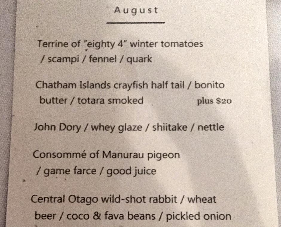 The Grove Tasting Menu, Auckland