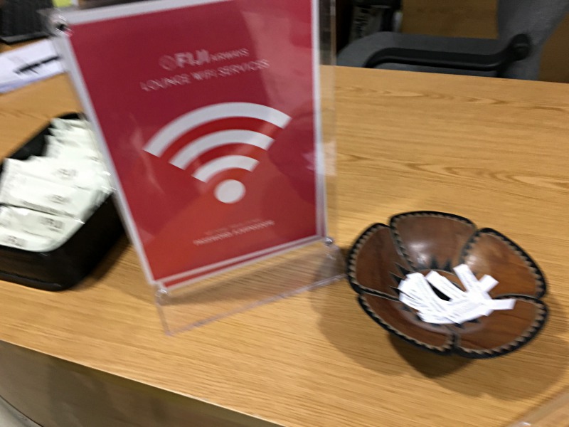 WiFi Password Slips, Fiji Airways Lounge, Nadi Review