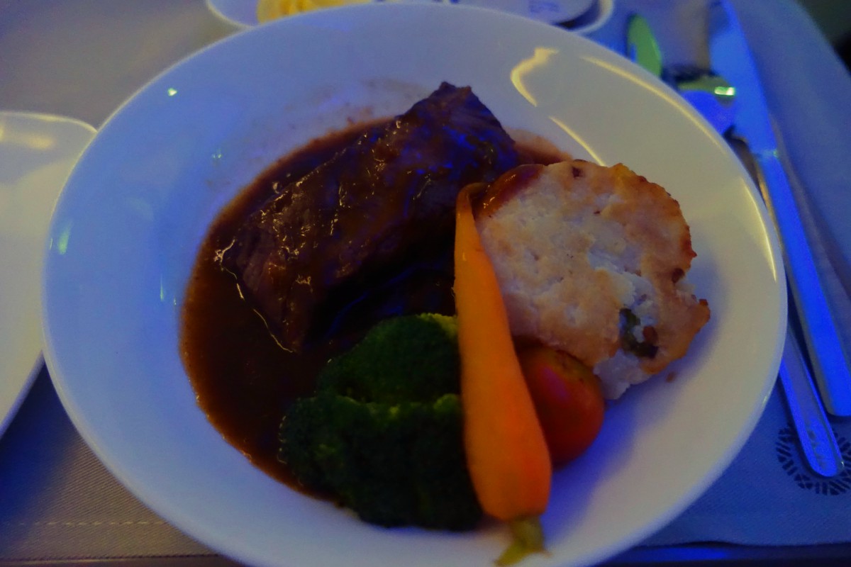 Beef Ribs Dinner, Fiji Airways Business Class Review