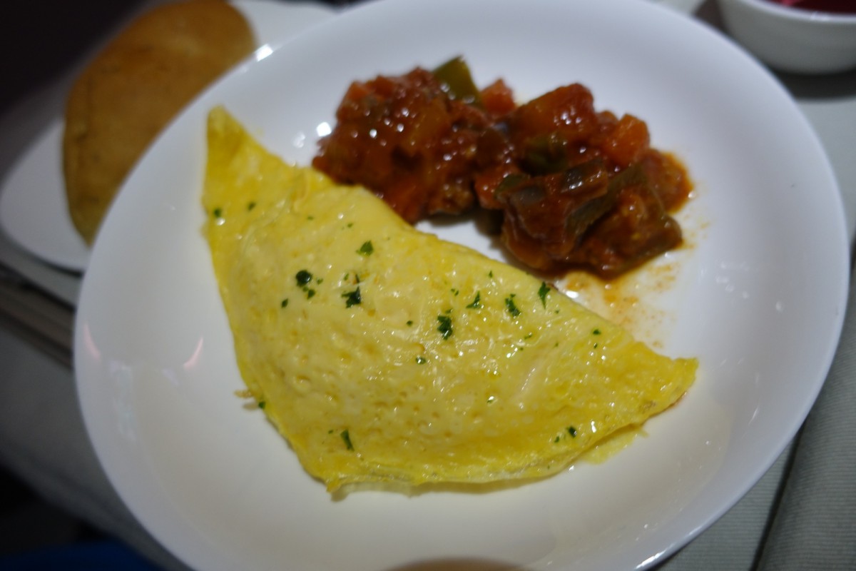 Omelet with Ratatouille, Fiji Airways Business Class Review