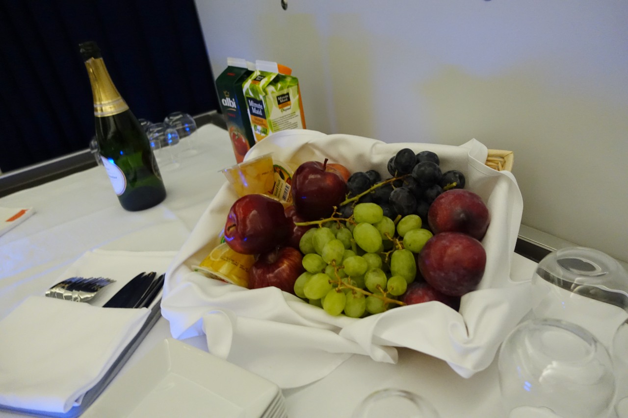 Fresh Fruit and Champagne Provided at Beginning of Meal Service