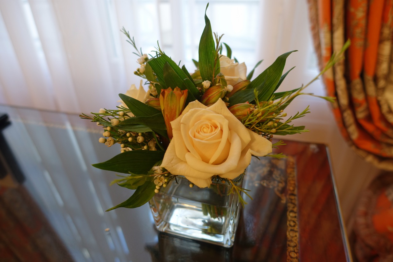 Peach Rose Bouquet in Room at Le Bristol, Paris