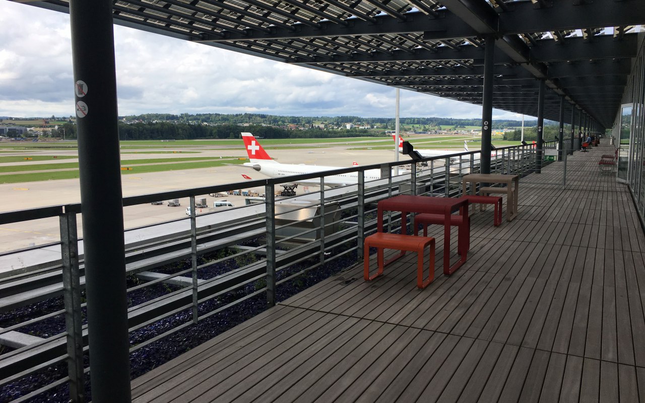 Outdoor Terrace, Swiss Business Class Lounge Zurich Review