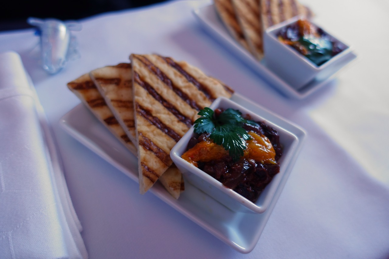 Eggplant Caponata Appetizer, Virgin America First Class Review