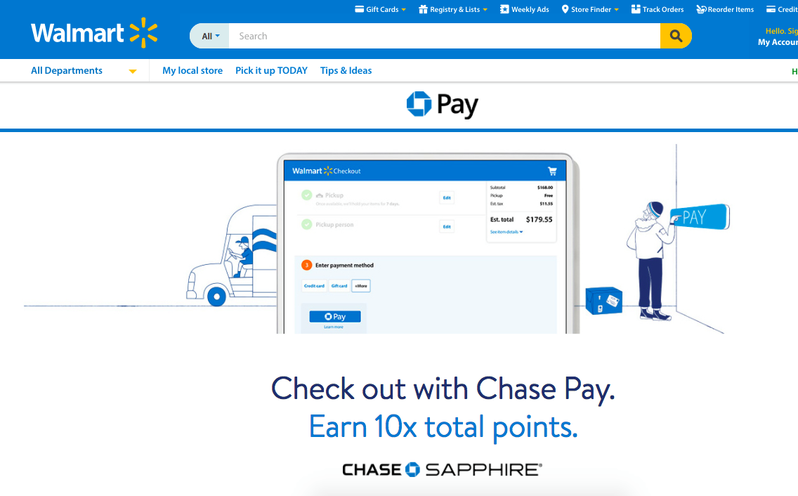 10X at Walmart.com with Chase Pay and Chase Sapphire