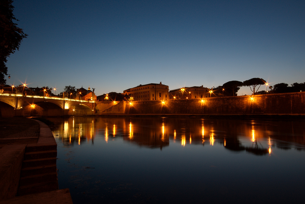 Tiber River by night, Rome