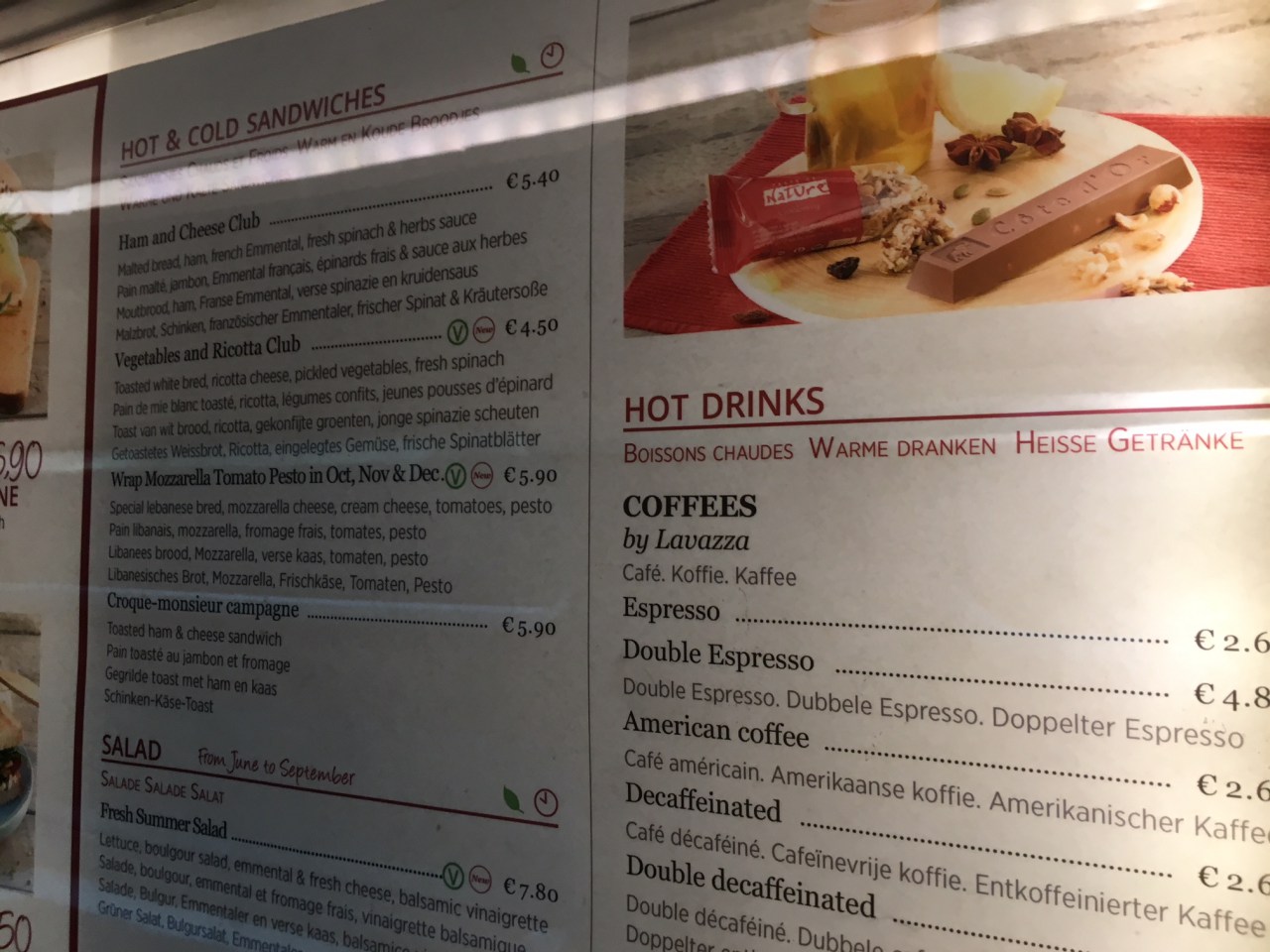 Thalys Welcome Bar Menu