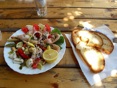 Seafood lunch in Sarande, Albania