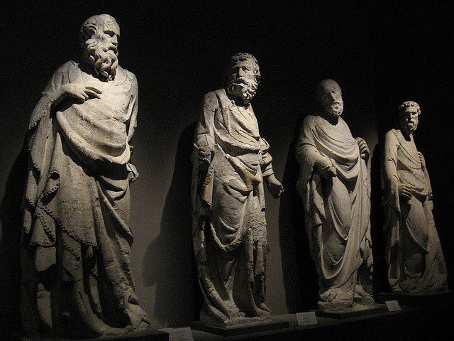 Some of the statues that await museum visitors, Siena
