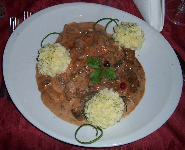 Traditional beaver stew at Lokys, Vilnius
