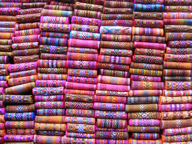 Pile of colorful belts, Otavalo Market