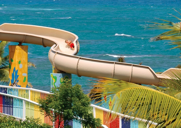 Water slide at Coconut Bay Resort, St. Lucia with kids