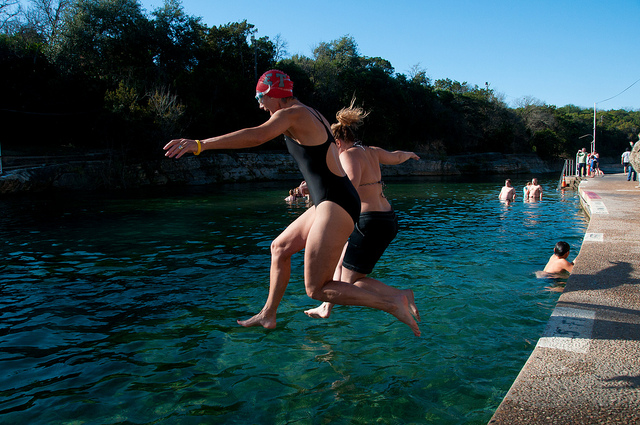 Going for a dip at Barton Springs Pool, Austin