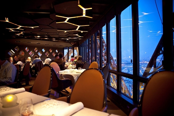 Restaurant Jules Verne is in the Eiffel Tower, Paris France