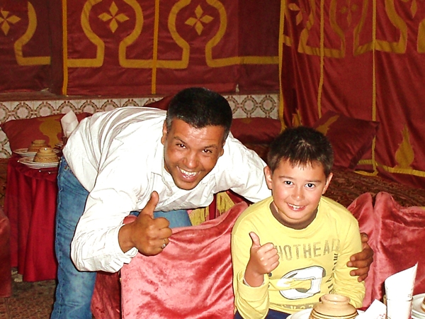 Inside a caidal tent at Chez Ali-Marrakech with Kids