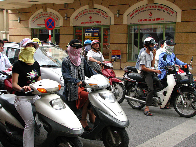 Some of many motorbikes in Hanoi