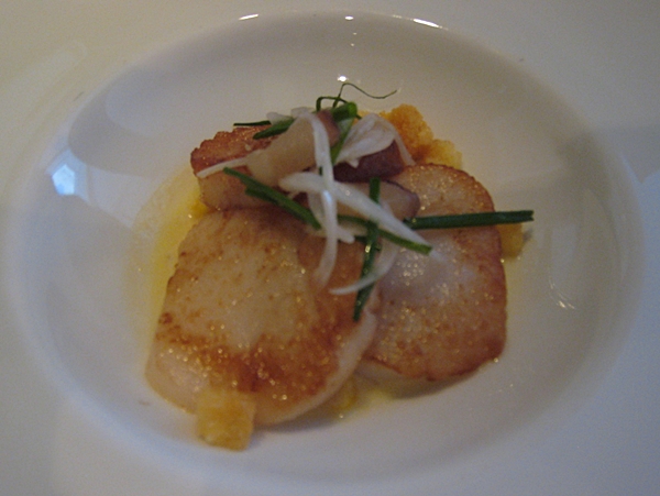 Diver Scallops with Creamed Corn, Quality Meats NYC