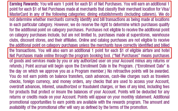 Chase Sapphire Detailed Terms for Earning 2 Points per Dollar