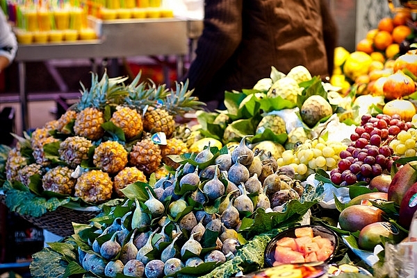 Colorful Boqueria Market, Barcelona Spain