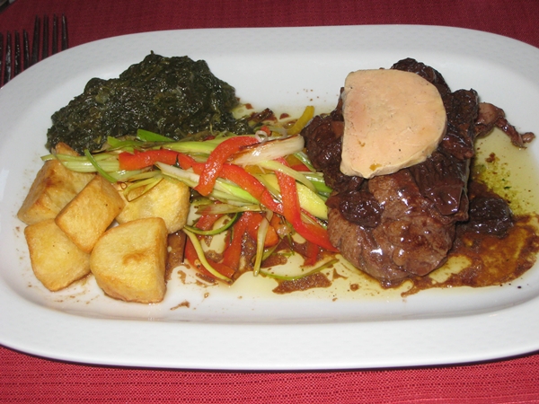 Steak with morels and foie gras, Hotel Chamois d'Or, Casterino, France